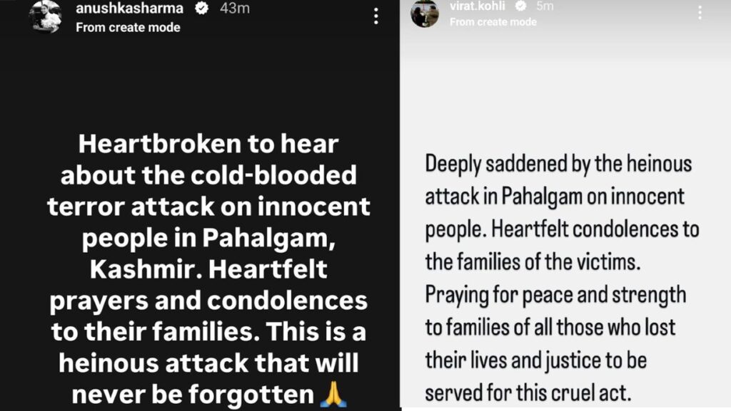 Virat Kohli Anushka Sharma React On Pahalgam Terror Attack
