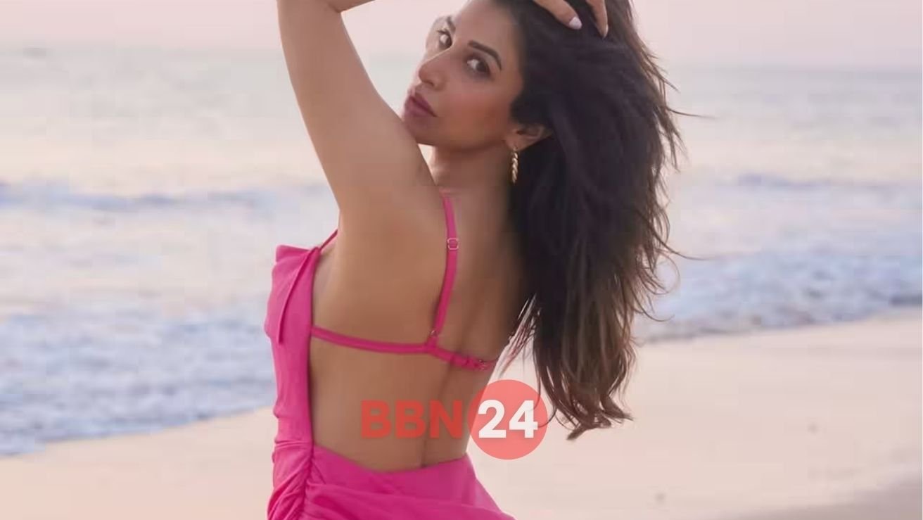 Sophie Choudry Bold Photoshoot Beach Pink Dress