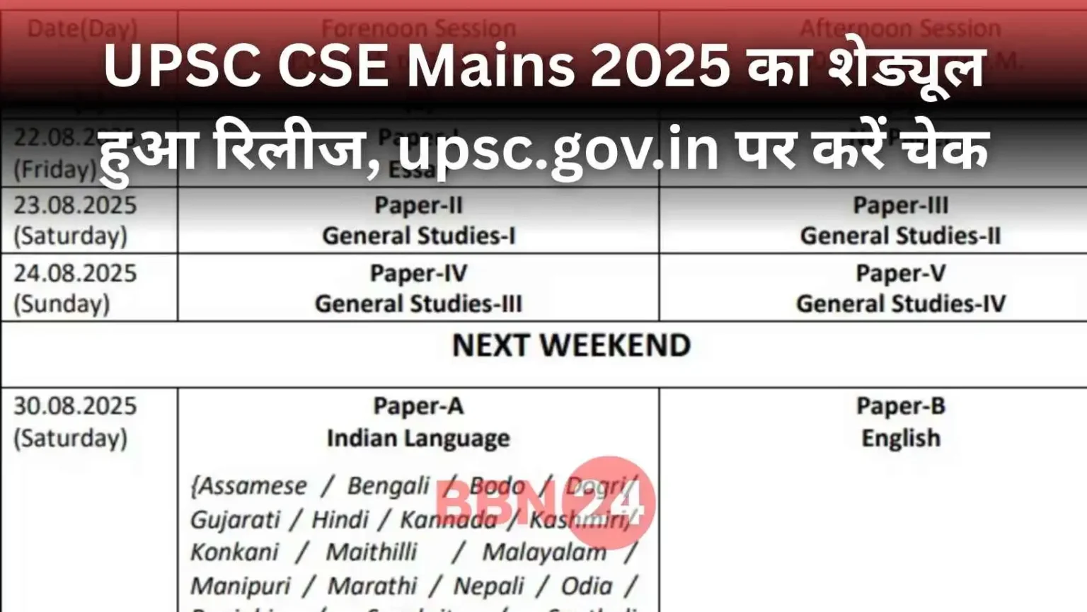Upsc Cse Mains 2025 Dates Schedule