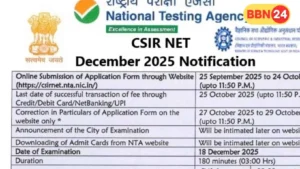Csir Ugc Net December 2025 Notification