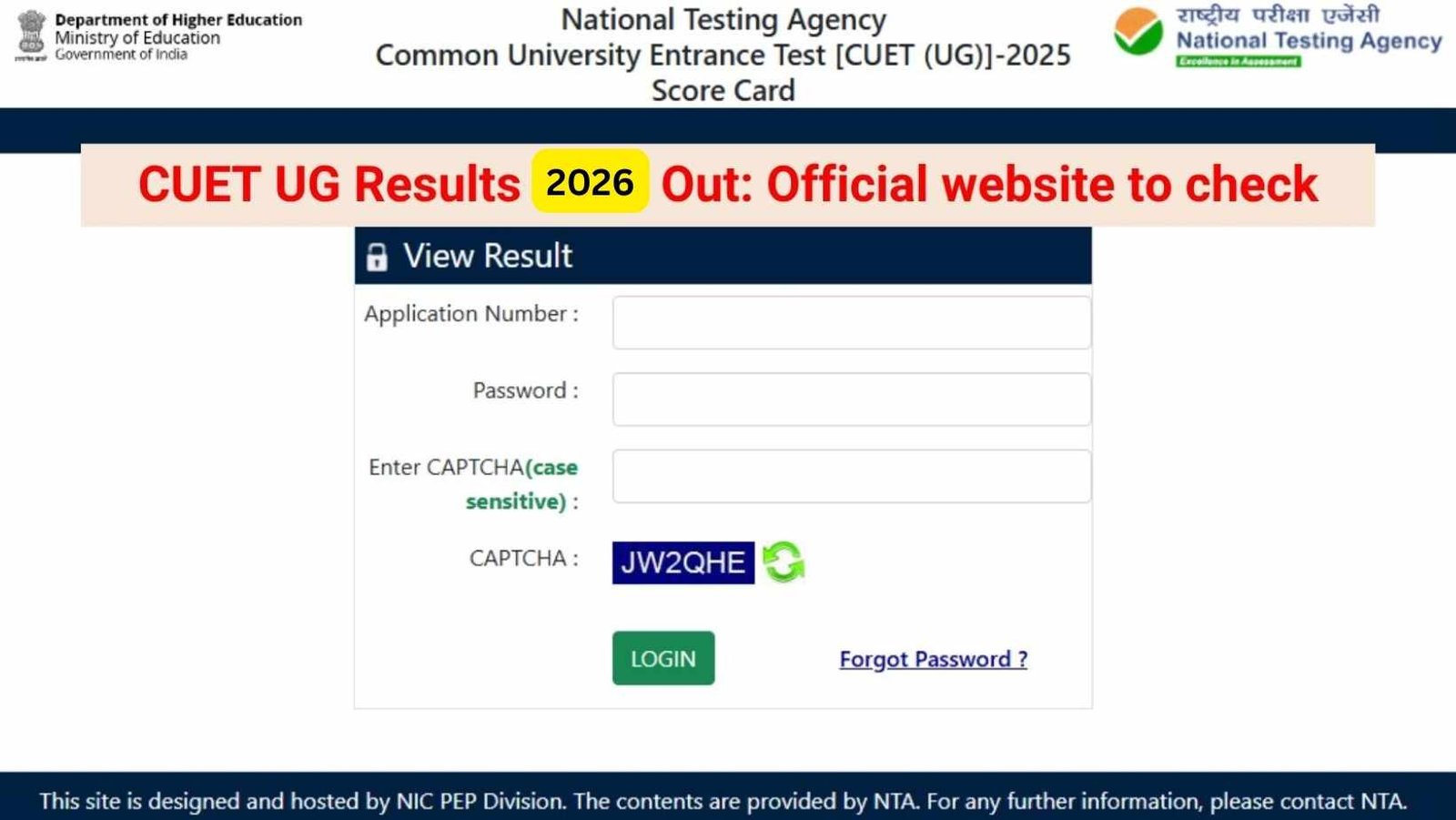 Cuet Pg 2026 Result Declared Check Scorecard Nta