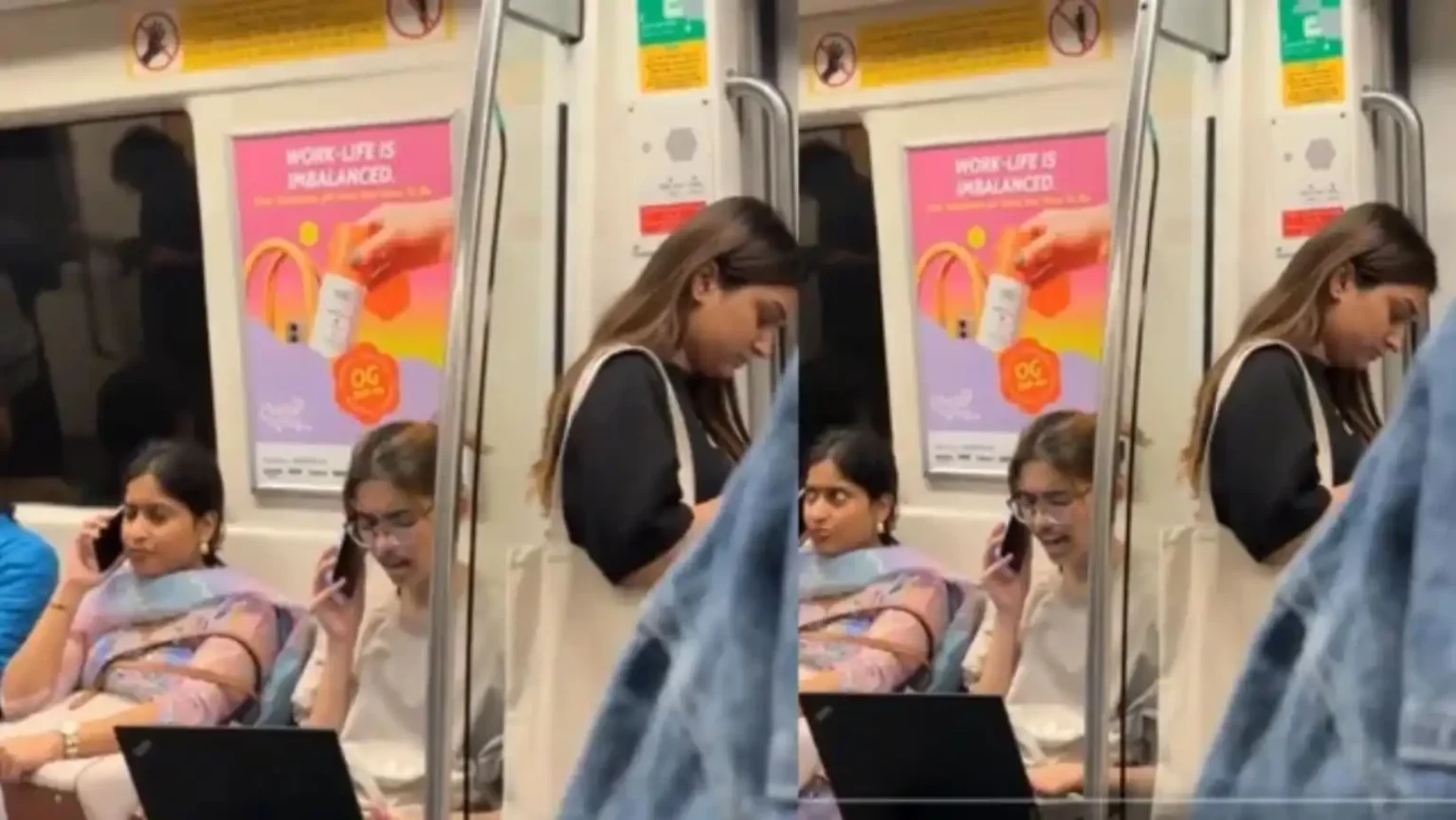Delhi Metro Viral Video Girls Expression Perfect Ad Timing