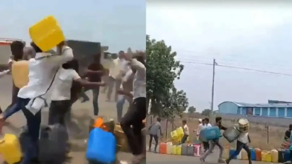 Maharashtra Diesel Crisis Farmers Fight At Petrol Pump Video Viral